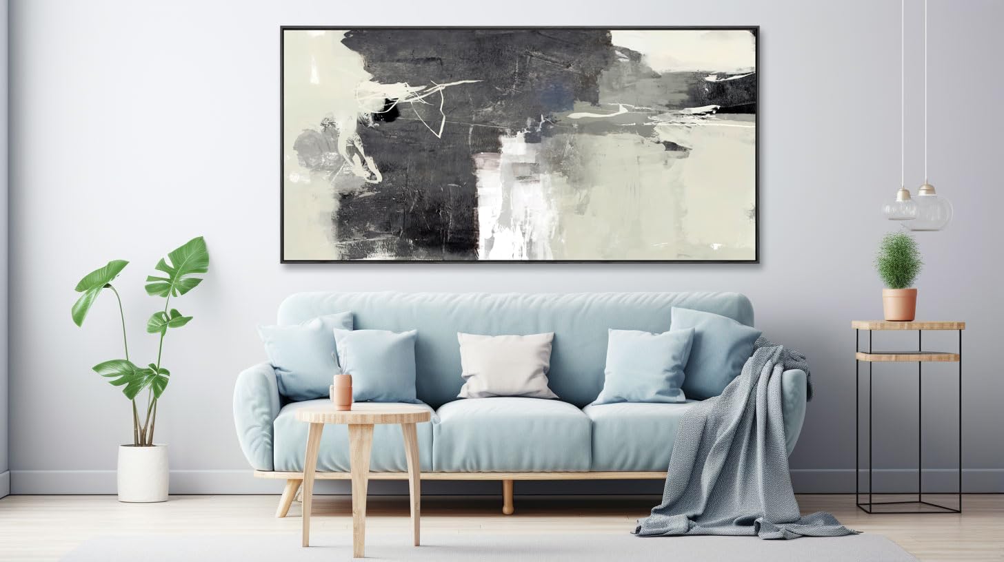 Solid wood Framed Canvas Wall Art Vintage Decor, Classical Oil Painting Canvas Prints Champ fleuri Vintage 24X48Wall Art for Home Room Bathroom Decor