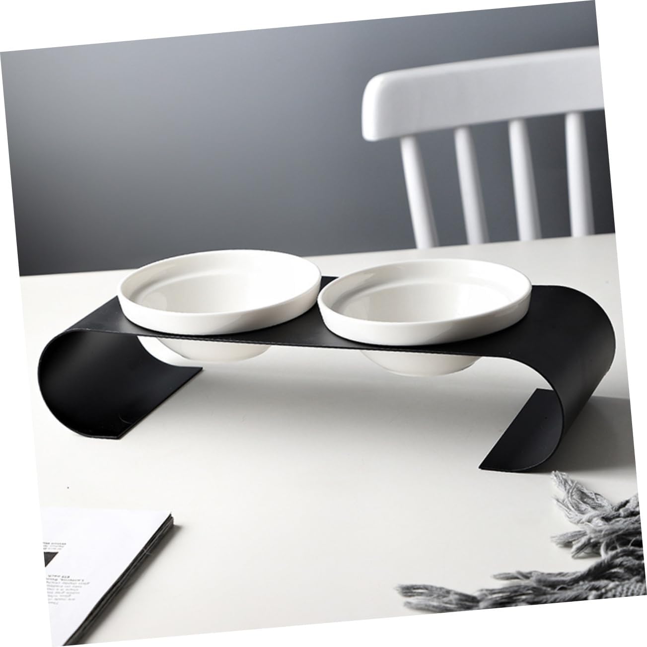 YARNOW 1pc Ceramic Cat Bowl Iron Bracket Elevated Dual Pet Feeder for Cats and Dogs Food and Water Bowls -Grade