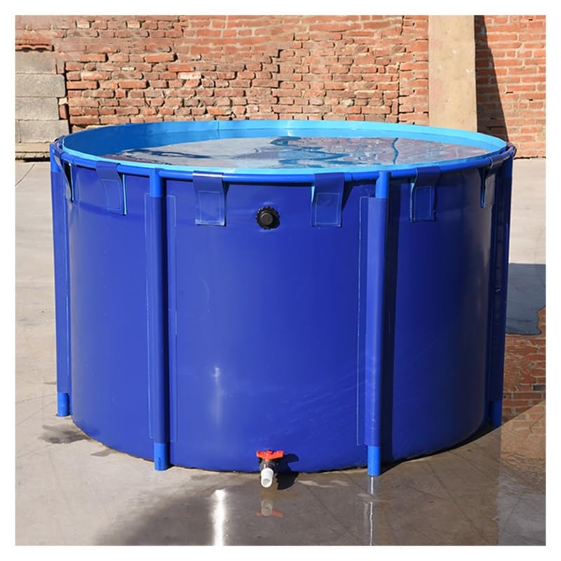 Collapsible PVC Fish Pond 1x1x0.6m Outdoor Water Storage Tank for Koi Above Ground Pool with Bracket Durable Tarpaulin for Irrigation and Reservoir Use