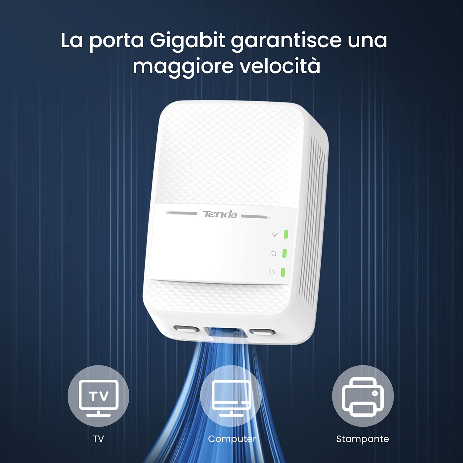 Tenda PH10 Kit Powerline WiFi, AV1000 Mbps su Powerline, 650 Mbps su Wi-Fi Dual Band, Porta Gigabit, HomePlug AV2, AC Powerline Extender con Tecnologia Wi-Fi Clone, Adatto Per Telecamera, IPTV, Xbox