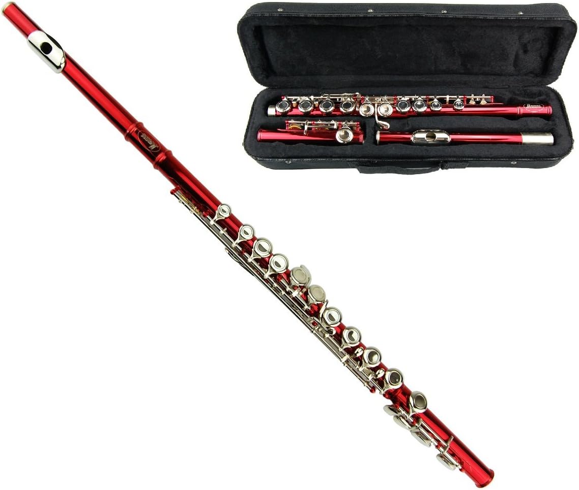 MERANO RED LACQUER PLATED FLUTE KEY OF C WITH CASE
