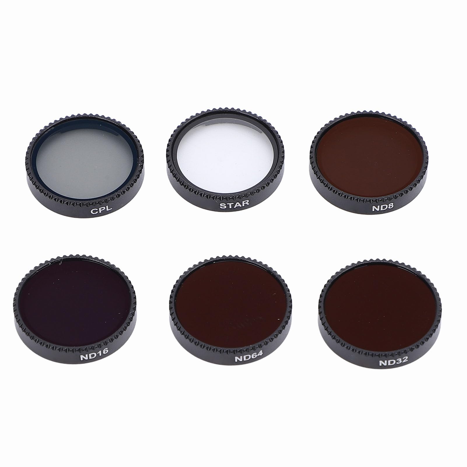Set Filtri ND per Drone, 6 Pezzi STAR, CPL, ND64, ND32, ND16, Filtri ND8, Lega di Alluminio, Vetro Ottico, Set per Montaggio Diretto, Crea Effetti Stella, Elimina la Luce