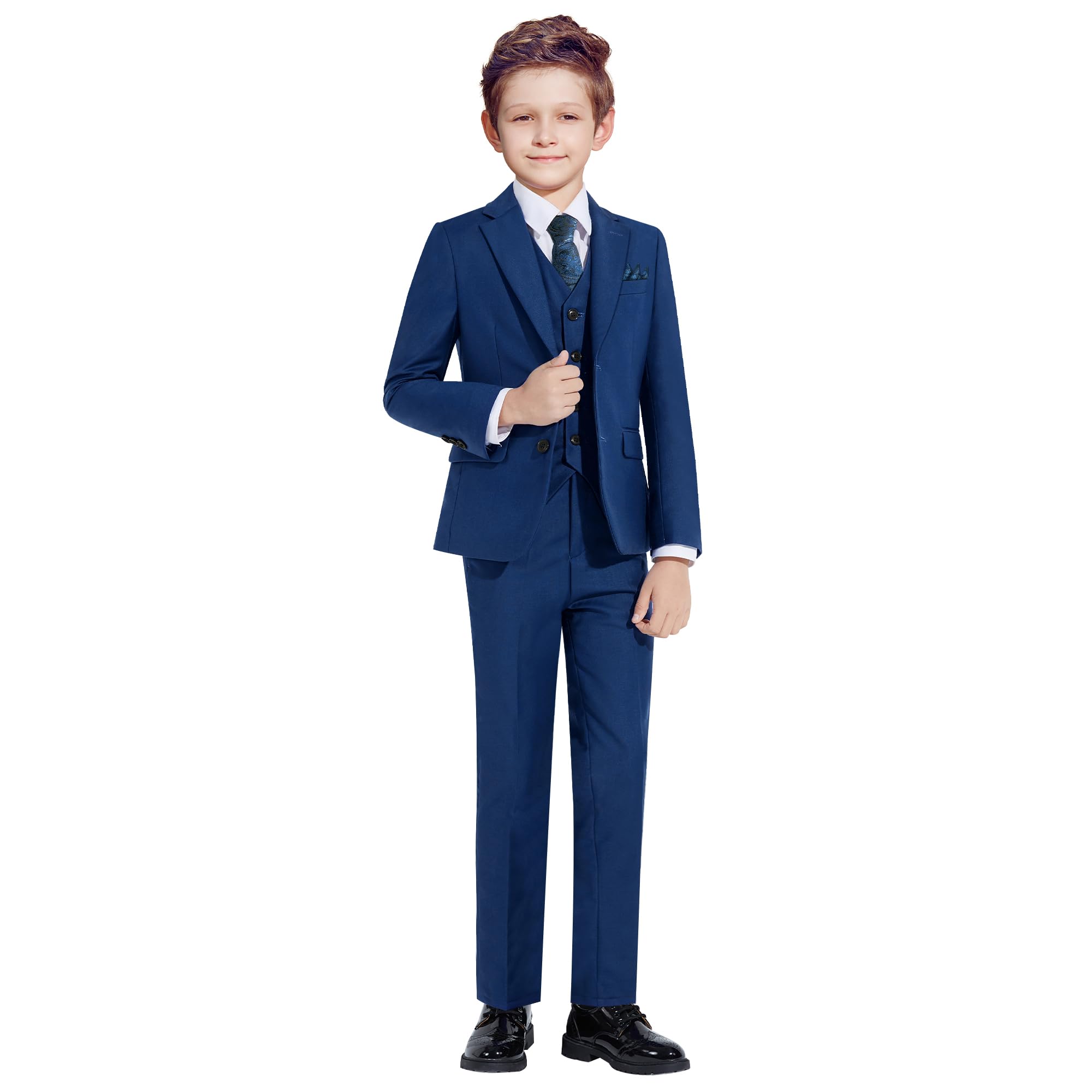Boys' Formal Slim Fit Suit Set, Adjustable Waist
