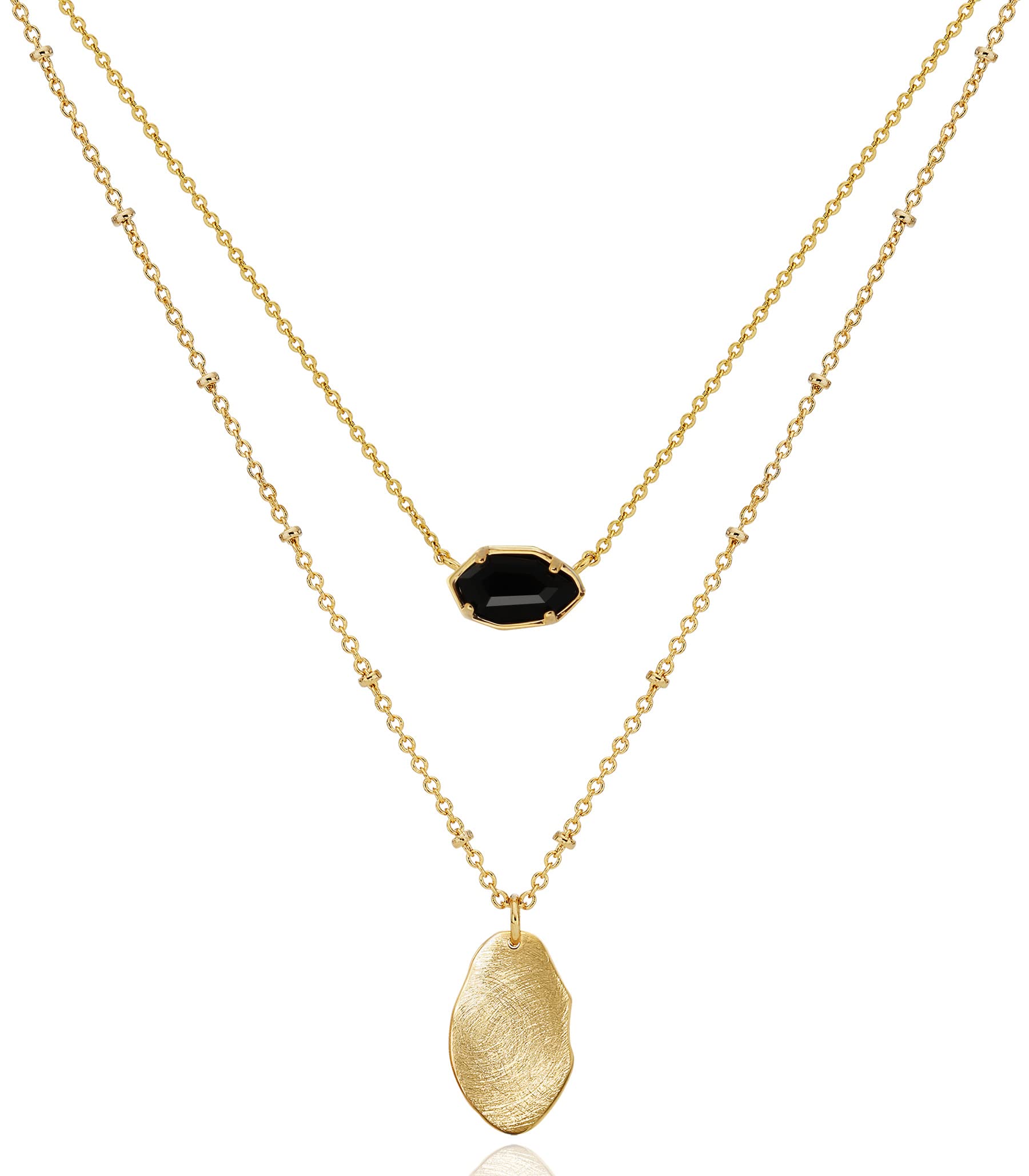 OZEL JEWELRY & GIFT Layered Gold Necklaces for Women - Crystal Colorful Delicate Cutting Pendant Necklace - 18K Gold Plated - Birthday Gifts (Made in Korea)