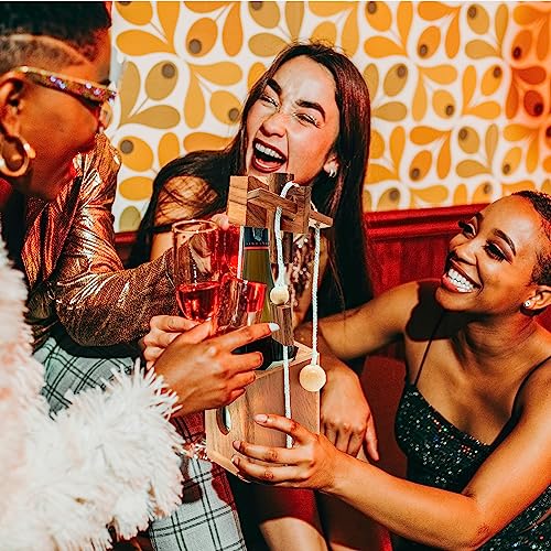 Bsiri Wine Bottle Puzzle - Challenging 3D Wooden Bottle Holder And Lock Puzzle Games For Adults. Functional Storage, Ideal Puzzle Lover Gifts, Fun Gifts, Game Night And Rustic Room Decor #TOP1