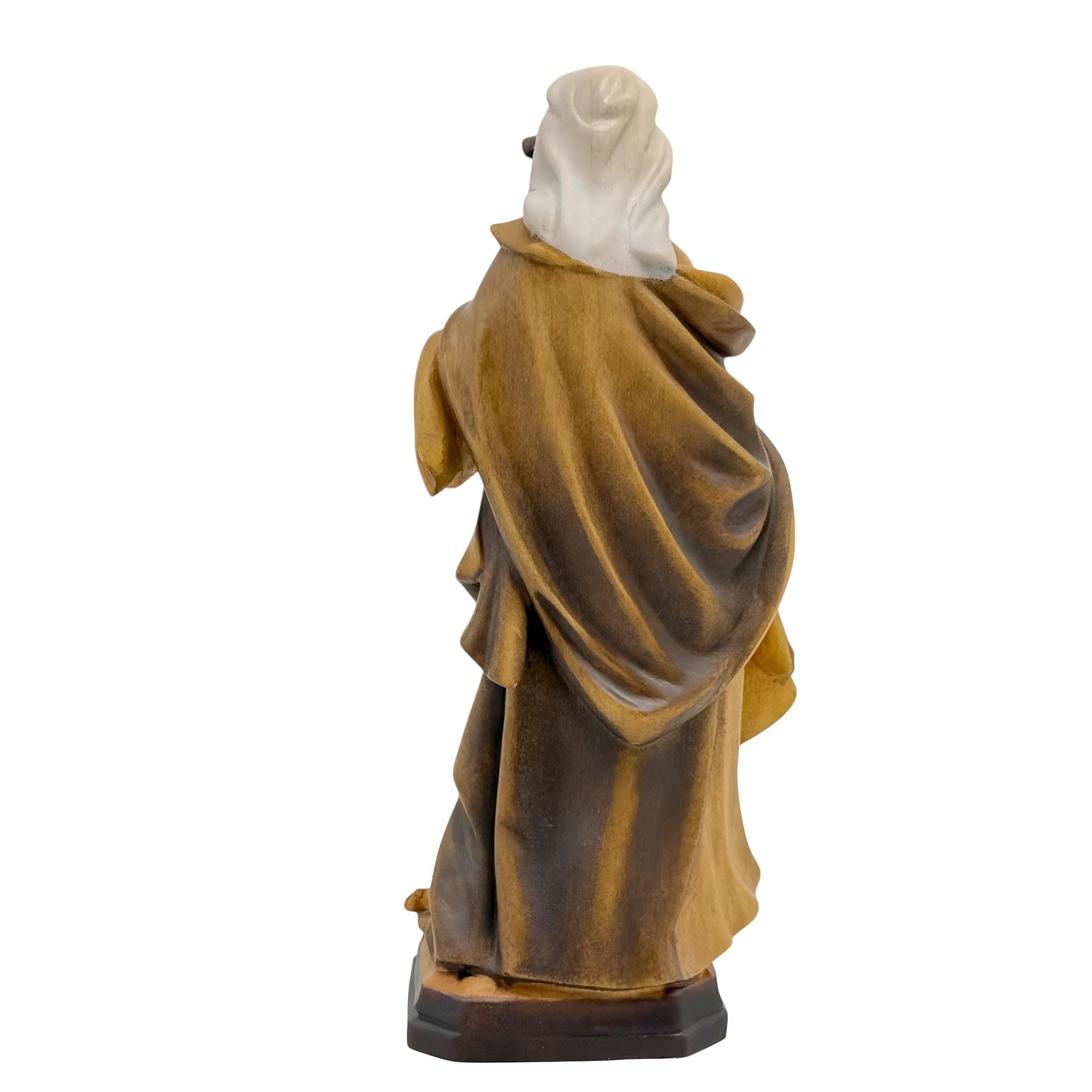 Dolfi | Santa Dorotea esculpida con cesta de flores 20 cm | Madera natural de Val Gardena | Figura Belén