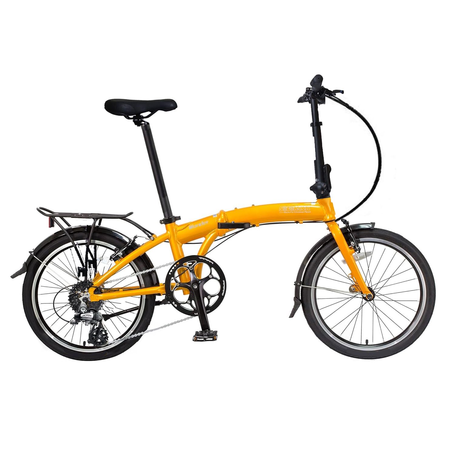20" 8 Speed Aluminum Folding Bike - Wonder V Brakes, with Fenders & Alloy Rear Rack, Stainless Steel Spokes & Stainless Steel Fender Stays