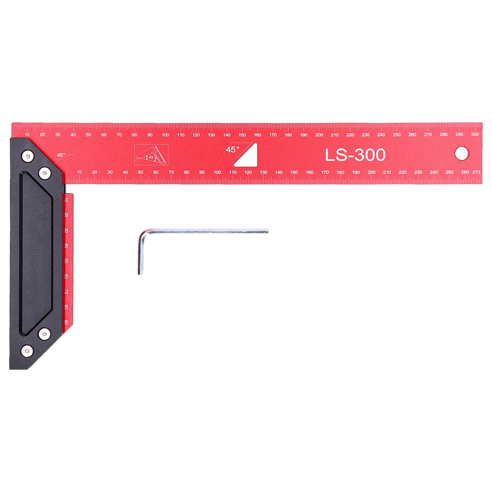 Squadre per la lavorazione del legno con cornice in alluminio, righello per tracciare L con scala, squadre da carpentiere professionali per la lavorazione del legno, righello per (300 mm)
