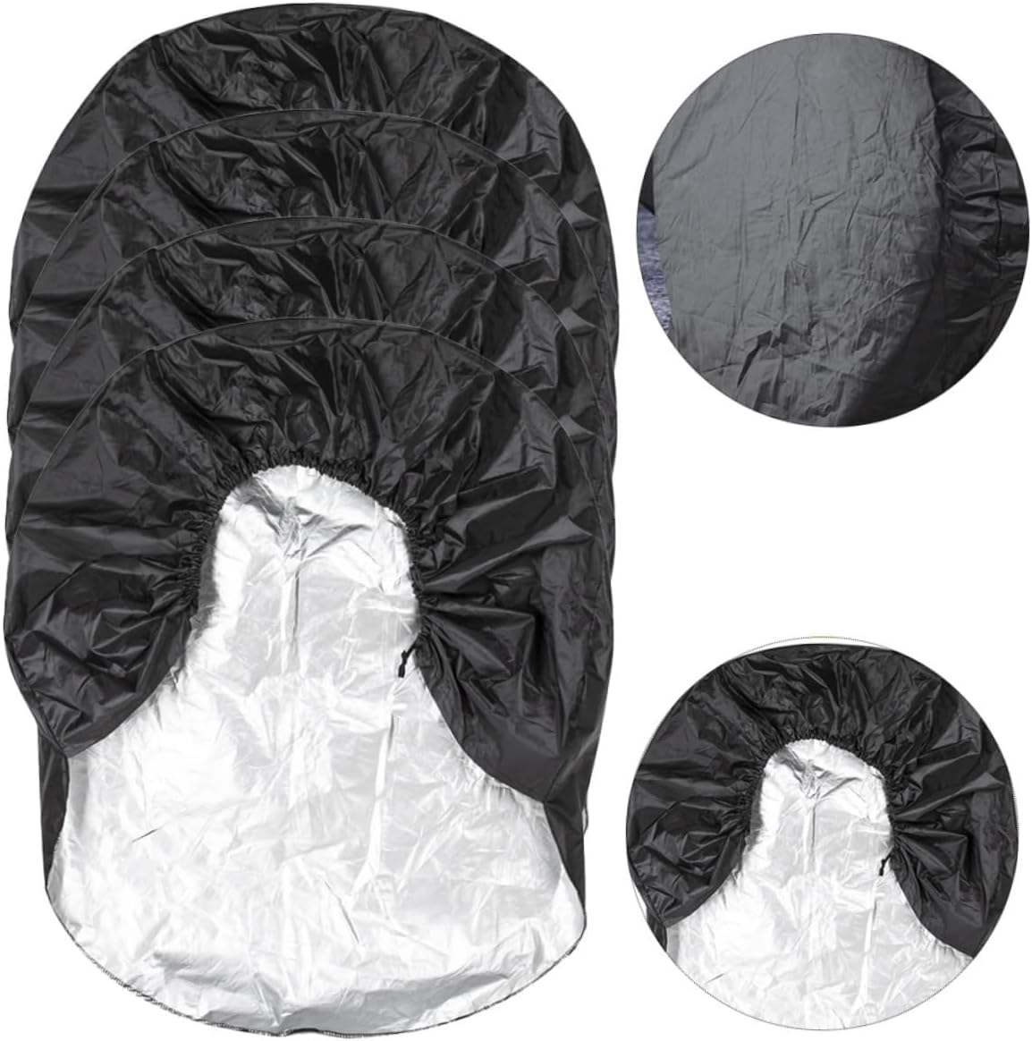 4 Pack Tire Cover Universal Fit 190t Polyester Taffeta Black
