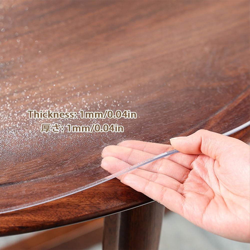 Spessore 1mm Tappetino da Tavolo Trasparente Rotonda Tappetino Protettivo per Pavimenti Duri Tappeto Salvapavimento Smerigliat per Studio Tavolino Mobili Ufficio Antigraffio Facile da Pulire Multiuso(