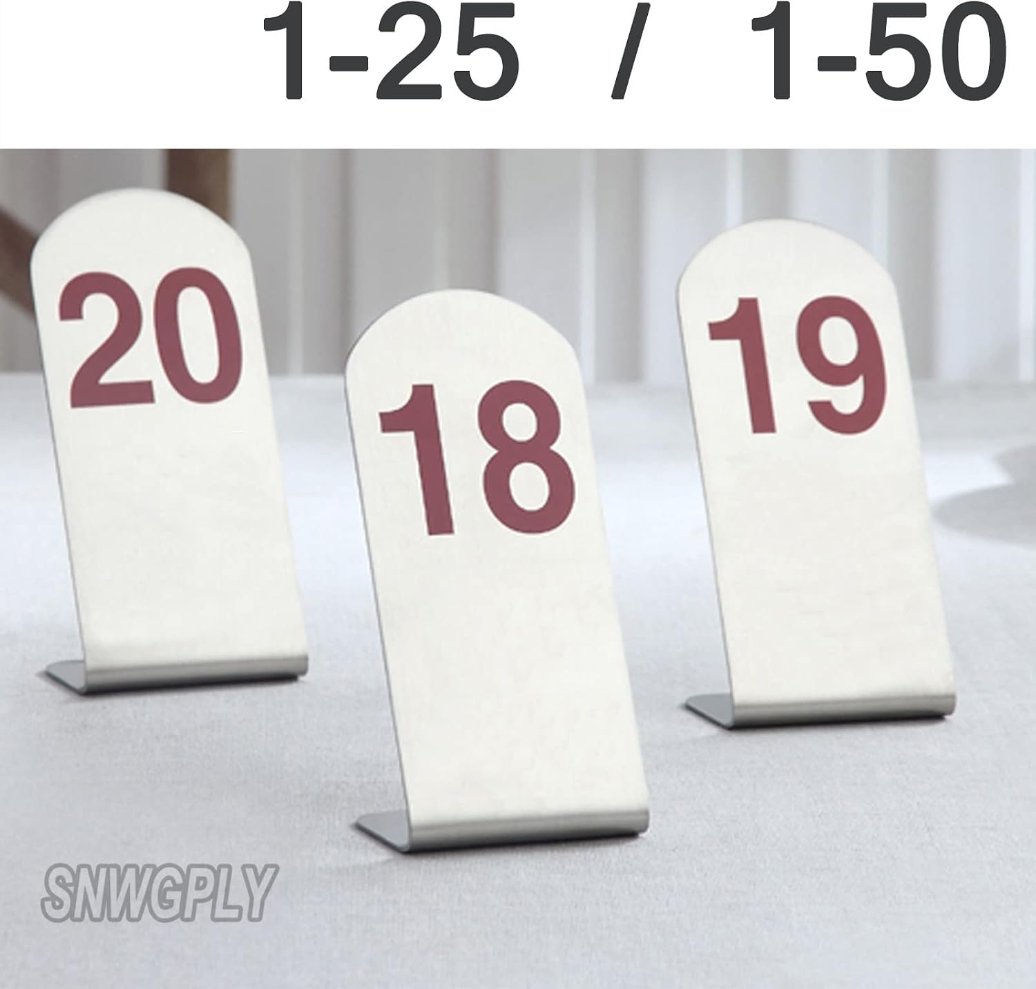 1-25/1-50 Standing Table Number Stainless Steel, Metal Number Tags 13x6cm, Table Cards Stackable for Restaurants, Space Saving, Table Signs Cycle Used (Color : Black, Size : 1-50(13x6x4cm))