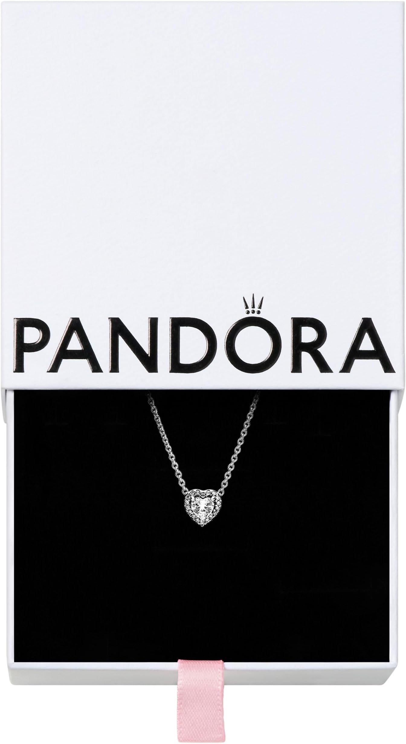 Jewelry Elevated Heart Cubic Zirconia Necklace in Sterling Silver, 17.7", No Box