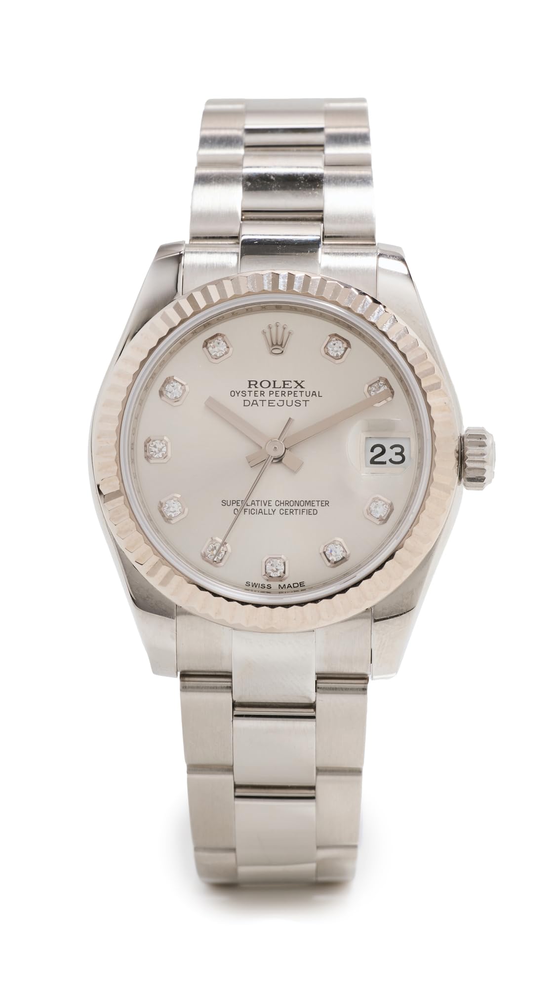 Pre-Owned RolexWomen's 18k 31mm Rolex Date Just Silver Watch, Silver, One Size