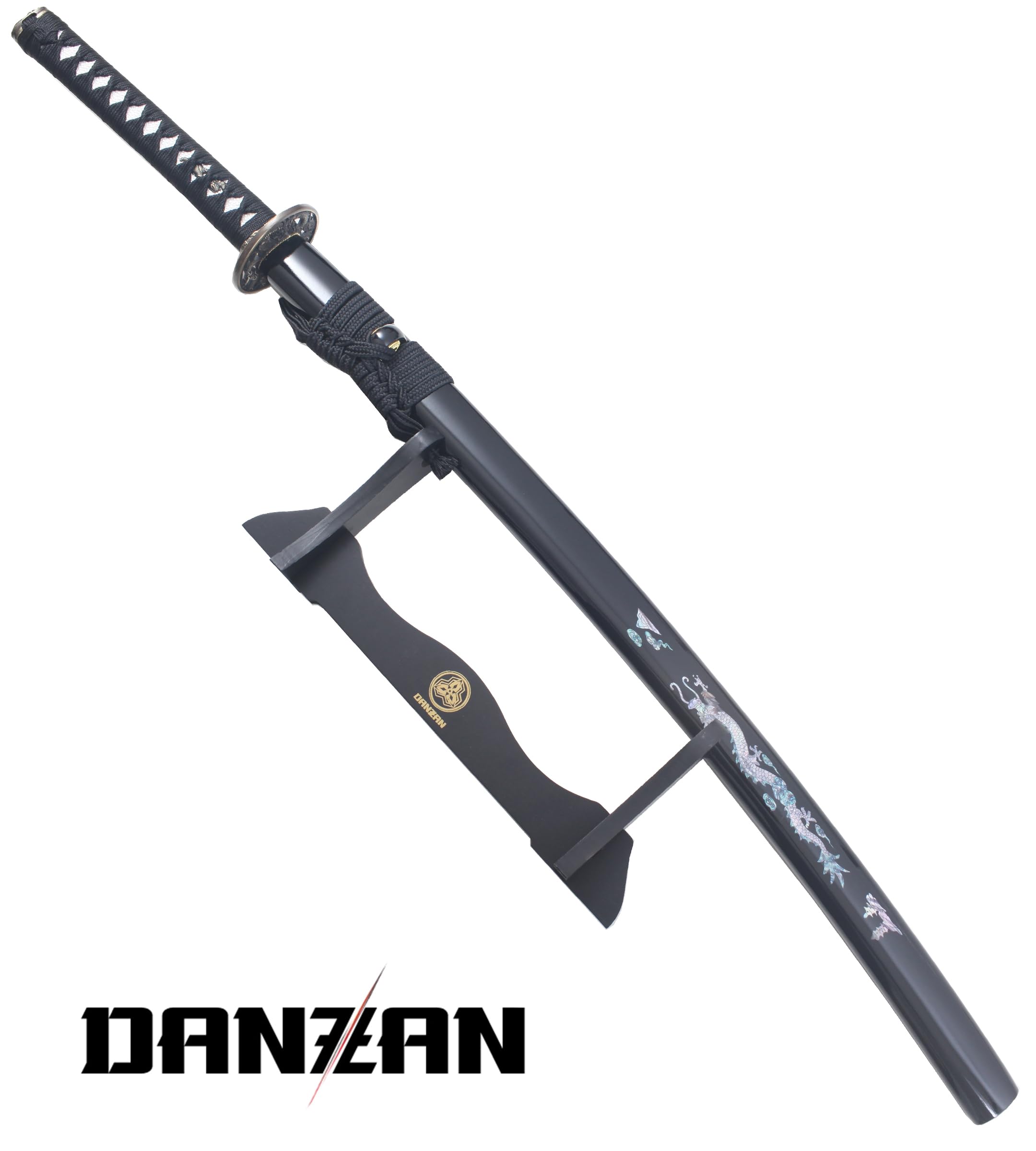 Danzan Katana en Bois Lame en Bois Katana Dragon Noir Epee Sabre Katana Japonais - Lame Bois Noire