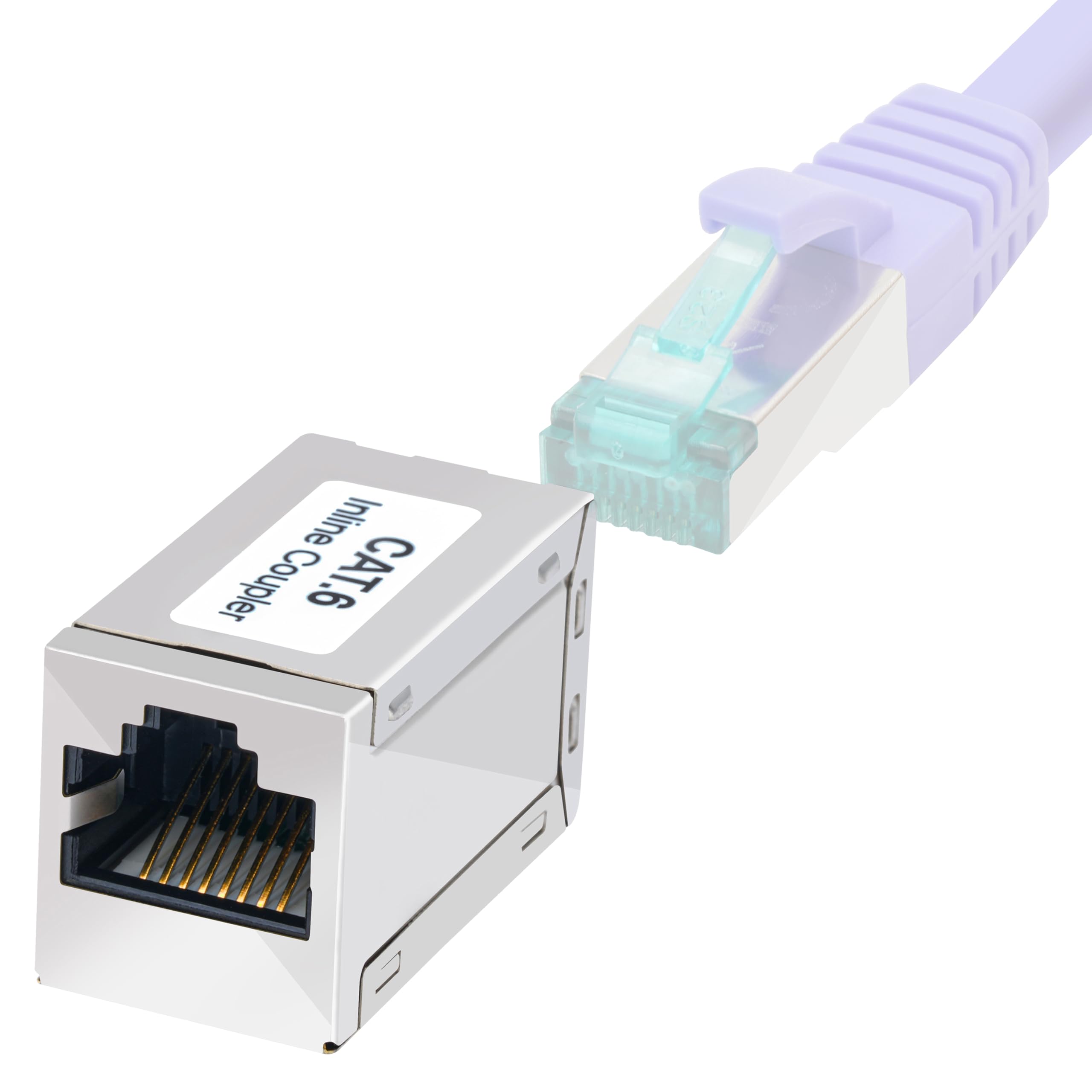 BIGtec 2 pezzi Adattatore di giunzione LAN RJ45 Ethernet Cavo di prolunga Cavo di rete Cavo patch Involucro in metallo compatibile CAT8 CAT7 CAT6a CAT5e CAT5