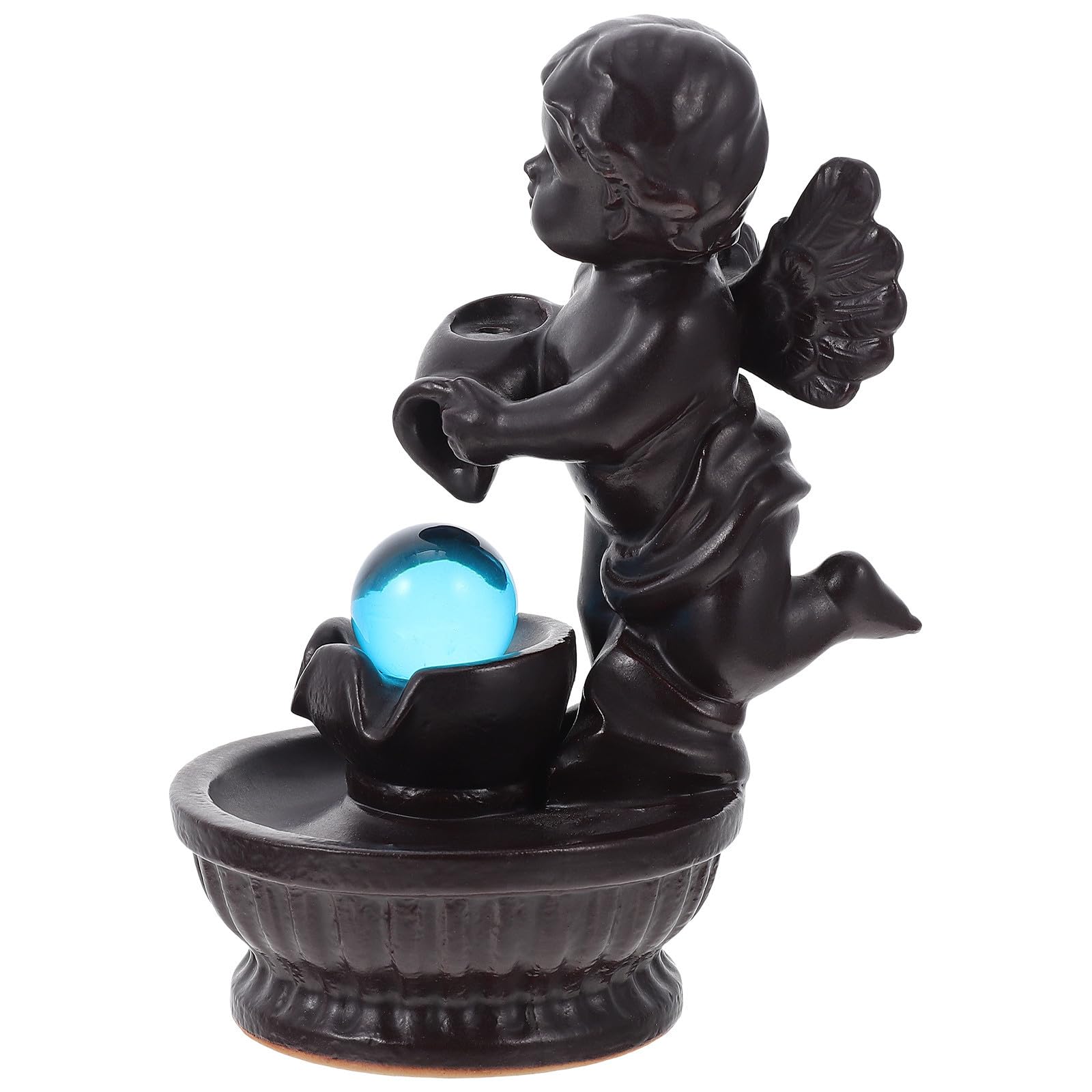 POPETPOP Bruciatore di Incenso in Ceramica Design Angelo Cartone Animato, Porta Incenso a Riflusso Elegante e Decorazione per Casa e Ufficio