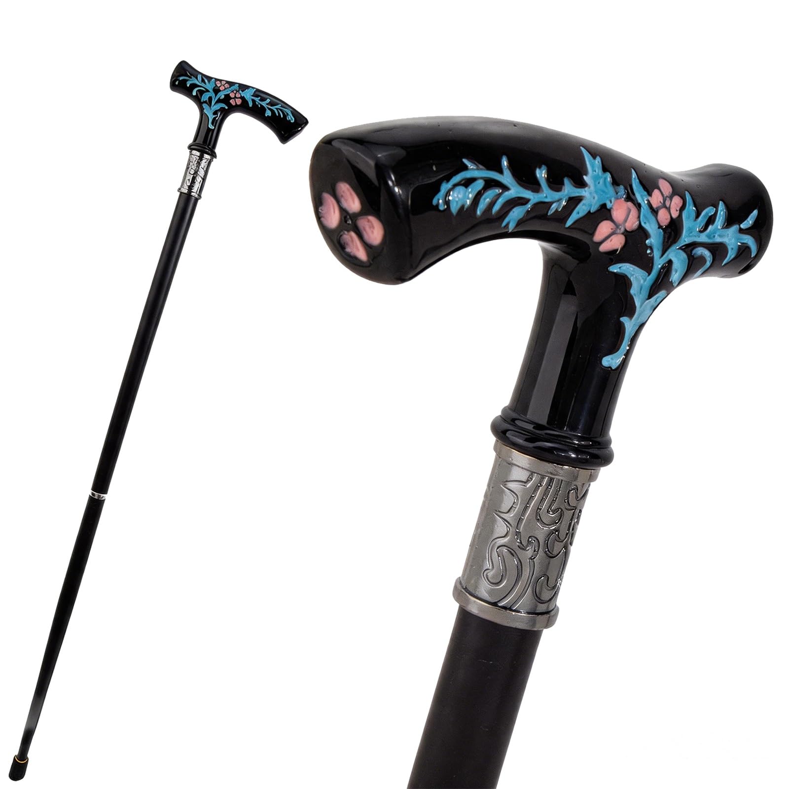 Bastone da Passeggio In Resina con Motivo Floreale, Bastone Decorativo | 93 Cm, Elegante Da Uomo, Bastone Da Passeggio Alla Moda Per Cosplay, Antiscivolo, Impugnatura Ergonomica