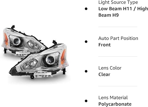 Miniatura 5 de ACANII - Faros delanteros delanteros para Nissan Altima Sedan 2013 2014 2015 13-15 conductor + lado del pasajero