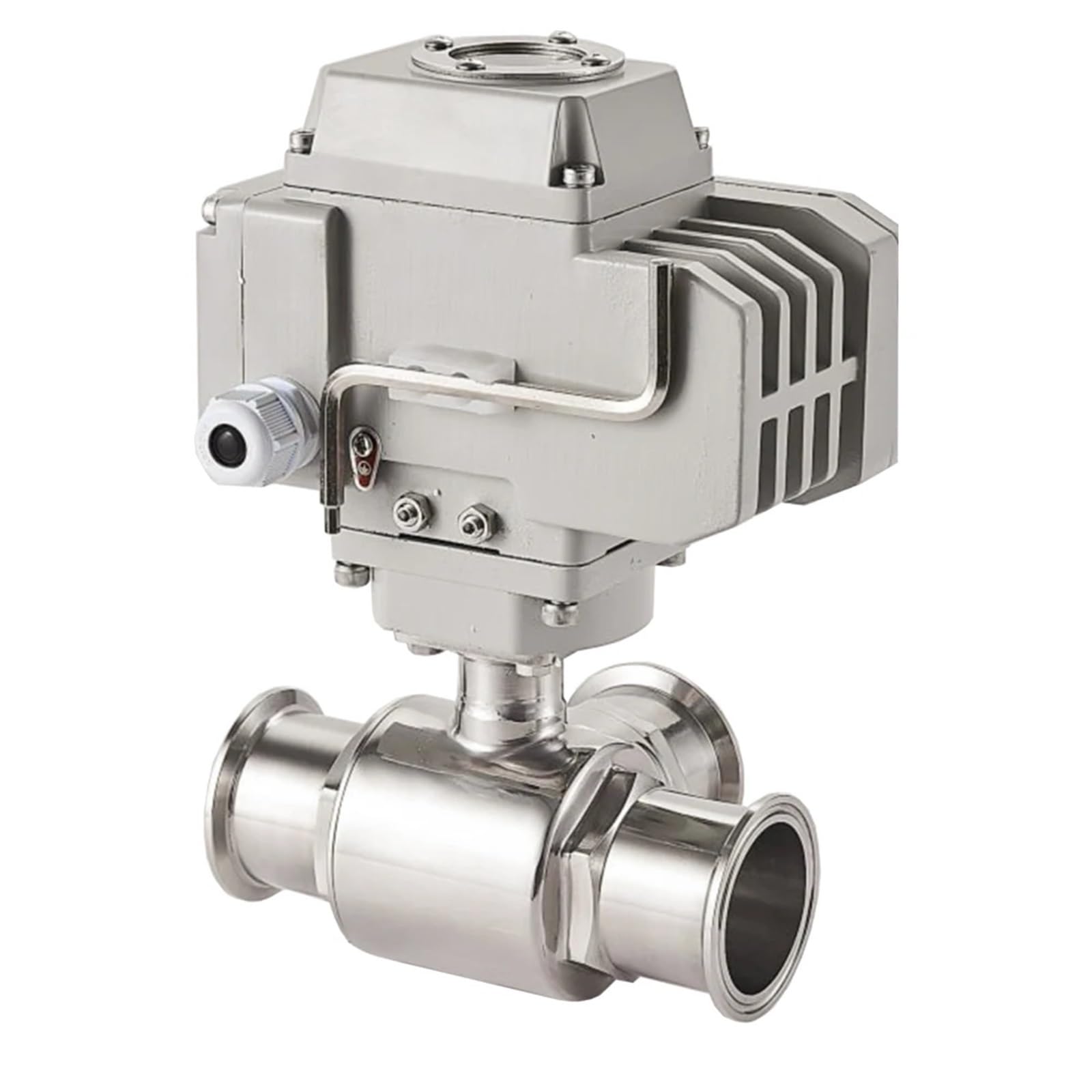 UWUKCJOKQ 38mm 3 Way Stainless Steel Sanitary Tri Clamp Ferrule Type Motorized Ball Valve 220V 110V 12V High Platform Electric Valves(L TYPE-12VDC)