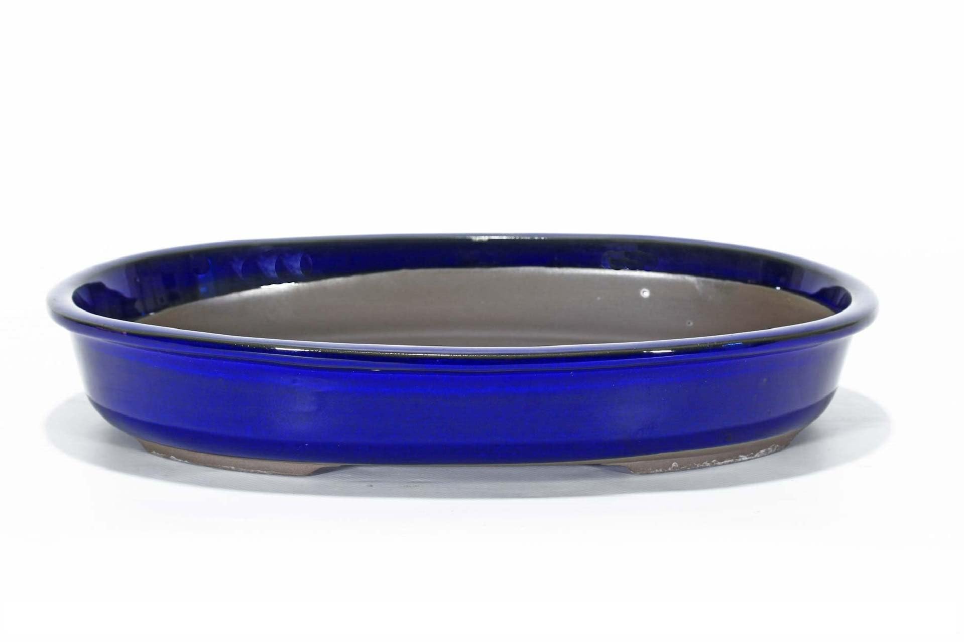 Maceta para bonsai ovalada esmaltada en azul 34 cm.