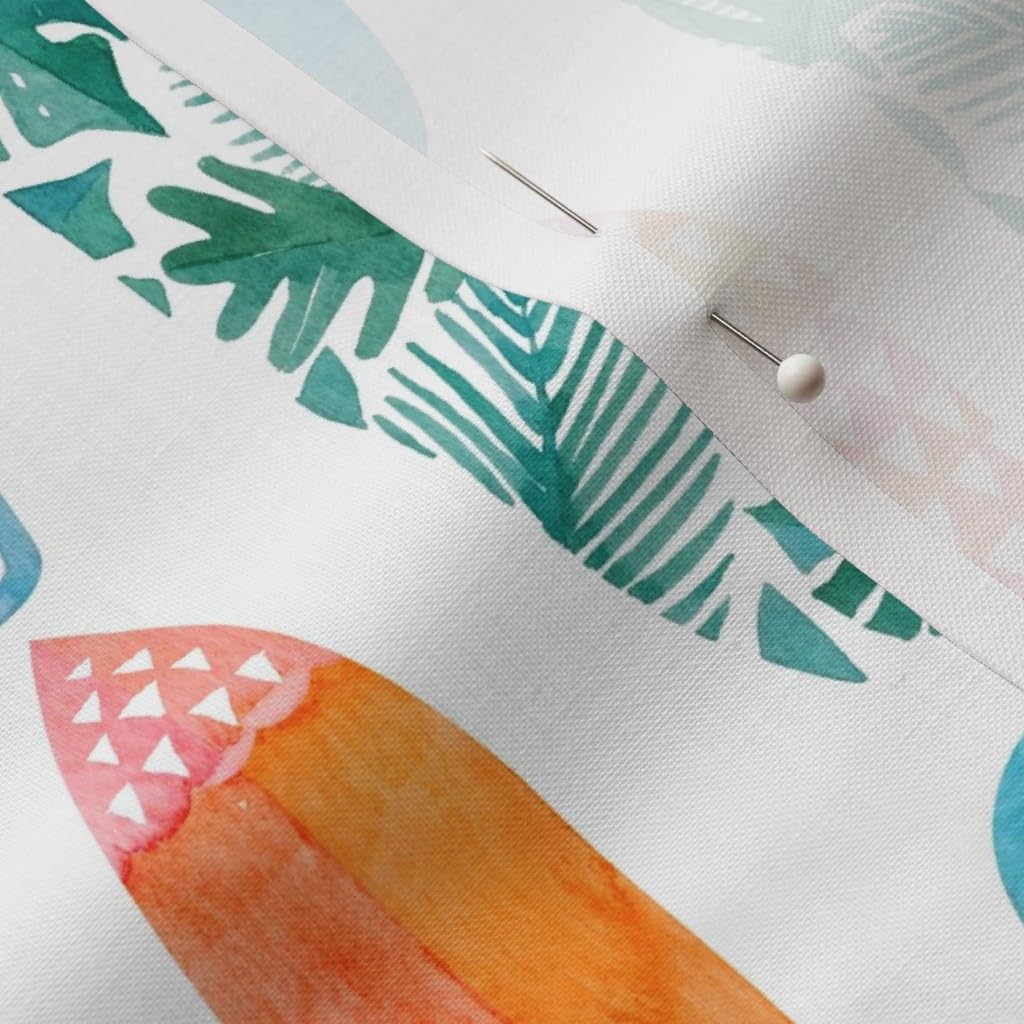 Spoonflower Fabric - Surfing Surfboard Watercolor Tropical Summer Surf Beach Printed on Petal Signature Cotton Fabric by The Yard - Sewing Quilting Apparel Crafts Decor