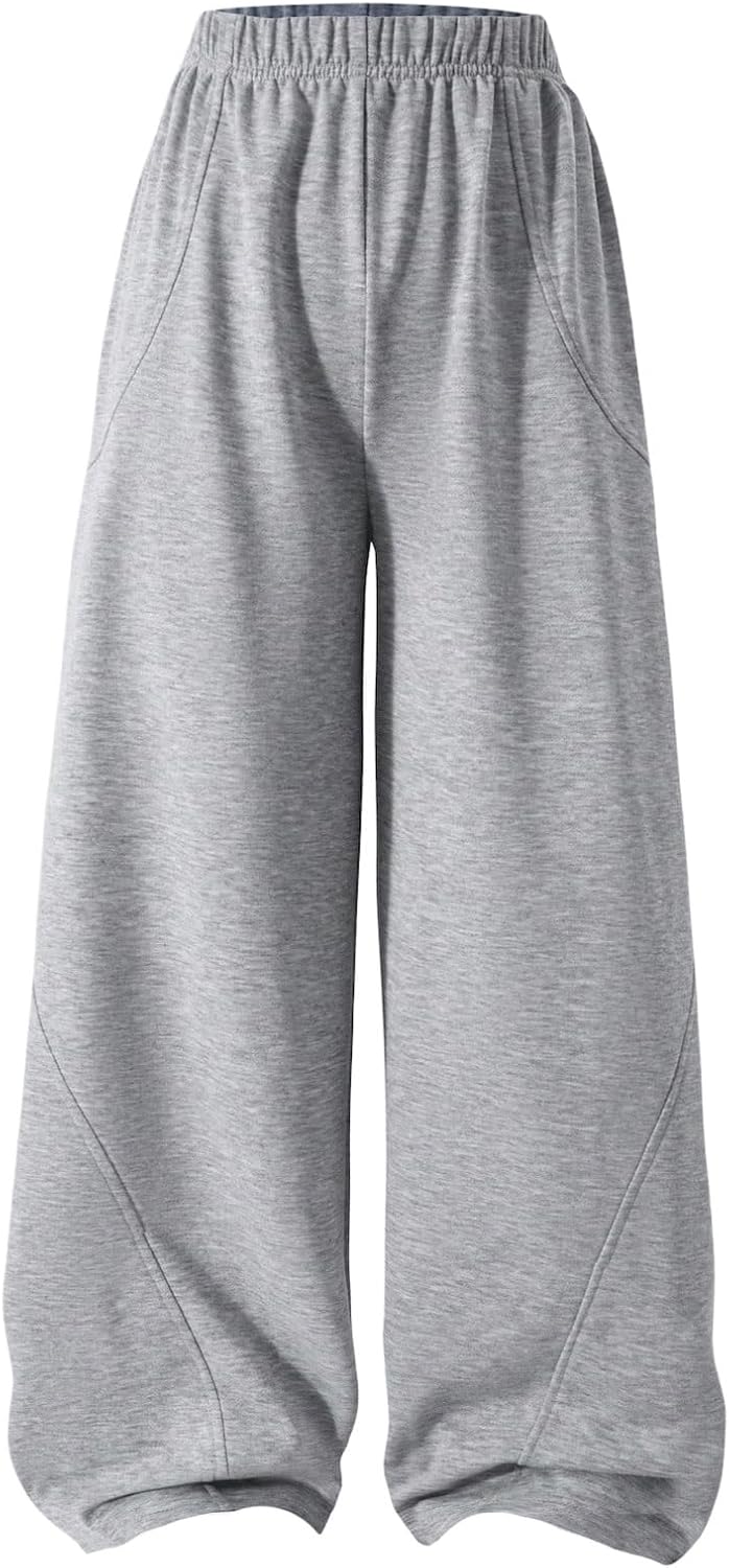GORGLITTER Girl's Wide Leg Sweatpants Baggy Barrel Sweatpants Y2K Low Elastic Waisted Workout Track Pants Trousers