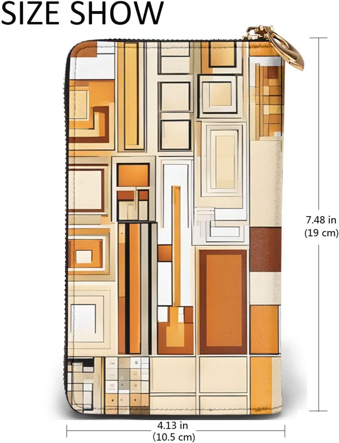 Leather Long Handheld Mid Century Modern Wallet, Multiple Card Slots For Cash, Id Card Pocket.