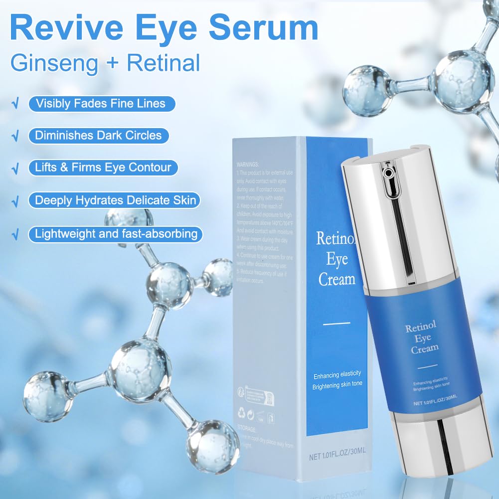 Aomig Retinol Krem pod oczy, 30 ml Krem przeciwzmarszczkowy i starzejący się do oczu z Bakuchiolem, Redukuje zmarszczki i drobne zmarszczki, zmniejsza obrzęki i cienie pod oczami, nawilżający