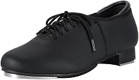 Linodes PU Leather Lace-Up Tap Dance Shoes for Women & Men - Flexible Sole, Adjustable Fit, Screwed-On Taps