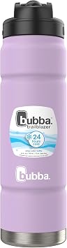 Bubba Trailblazer Stainless Steel Water Bottle, Straw Lid, Rubberized Purple, 24 fl oz