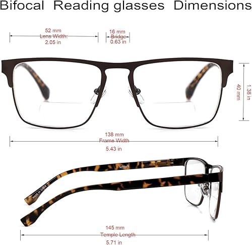 Miniatura 3 de YsorrisoX Paquete de 3 lentes de sol bifocales de lectura para hombres y mujeres, lectores cuadrados de bisagra de resorte de metal