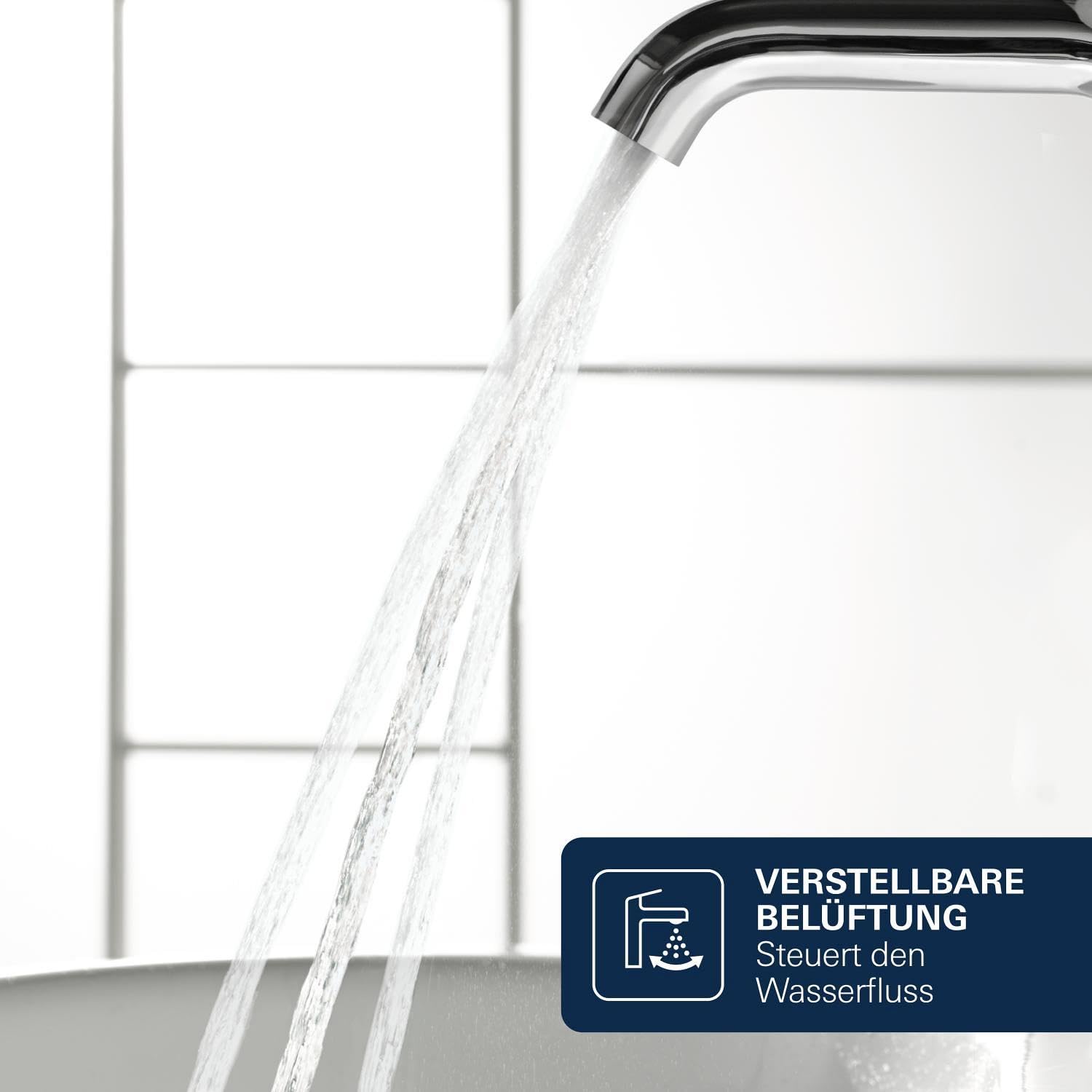 GROHE Essence, Waschtischarmatur, wassersparend (Wasserhahn für das Bad, 17cm hoch, Badarmatur mit langlebiger Oberfläche, einfache Installation am Waschbecken), chrom, 34294001