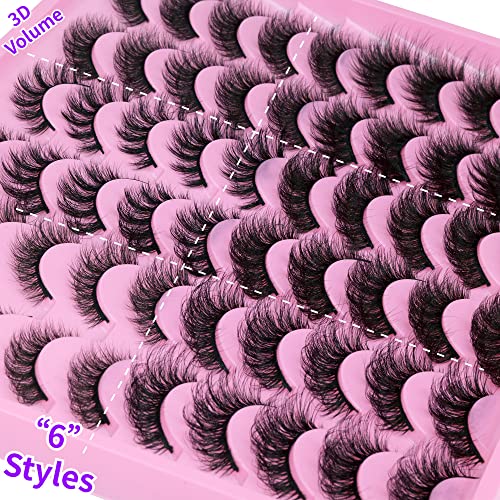Wholesale Natural Lashes 30 Pairs False Eyelashes Faux Mink Fluffy Wispy Cat Eye Lashes Sets Pack 6 Styles Mixed 3D Strip Fake Eyelashes By Heyalice #TOP2