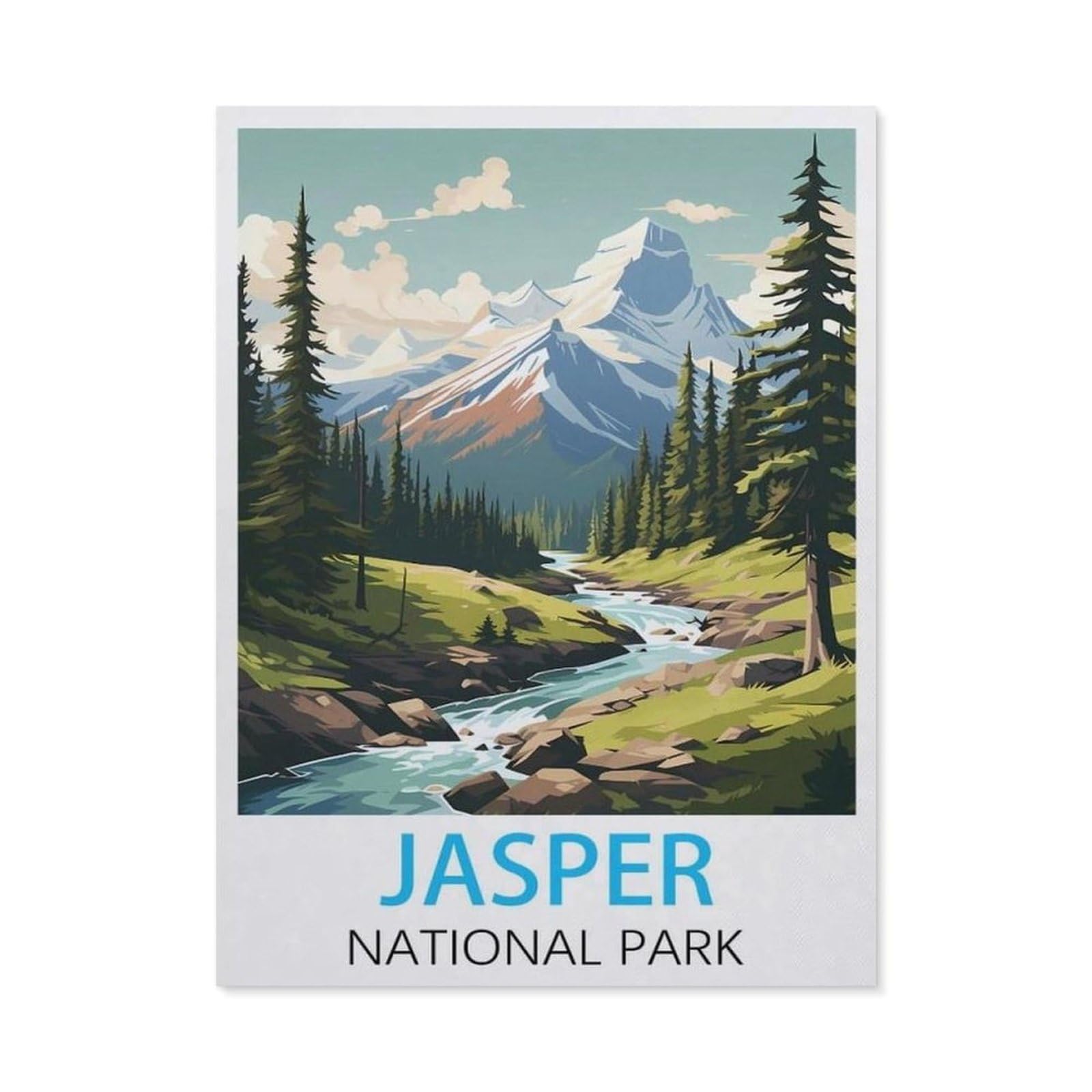 BEAYODKP 5D Diamond Painting，Jasper National Park Vintage Travel Posters，Diamond Embroidery Cross Stitch（30 x 40 cm/11.81 x 15.74 inches）-BY31