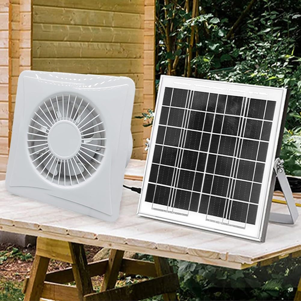 RANRAO Ventilatore di scarico solare per serra, silenzioso, per sala di allevamento, industriale, con valvola di ritegno, per camper, casa degli animali domestici, 12 V, 8 W (ventola da 15,2 cm)