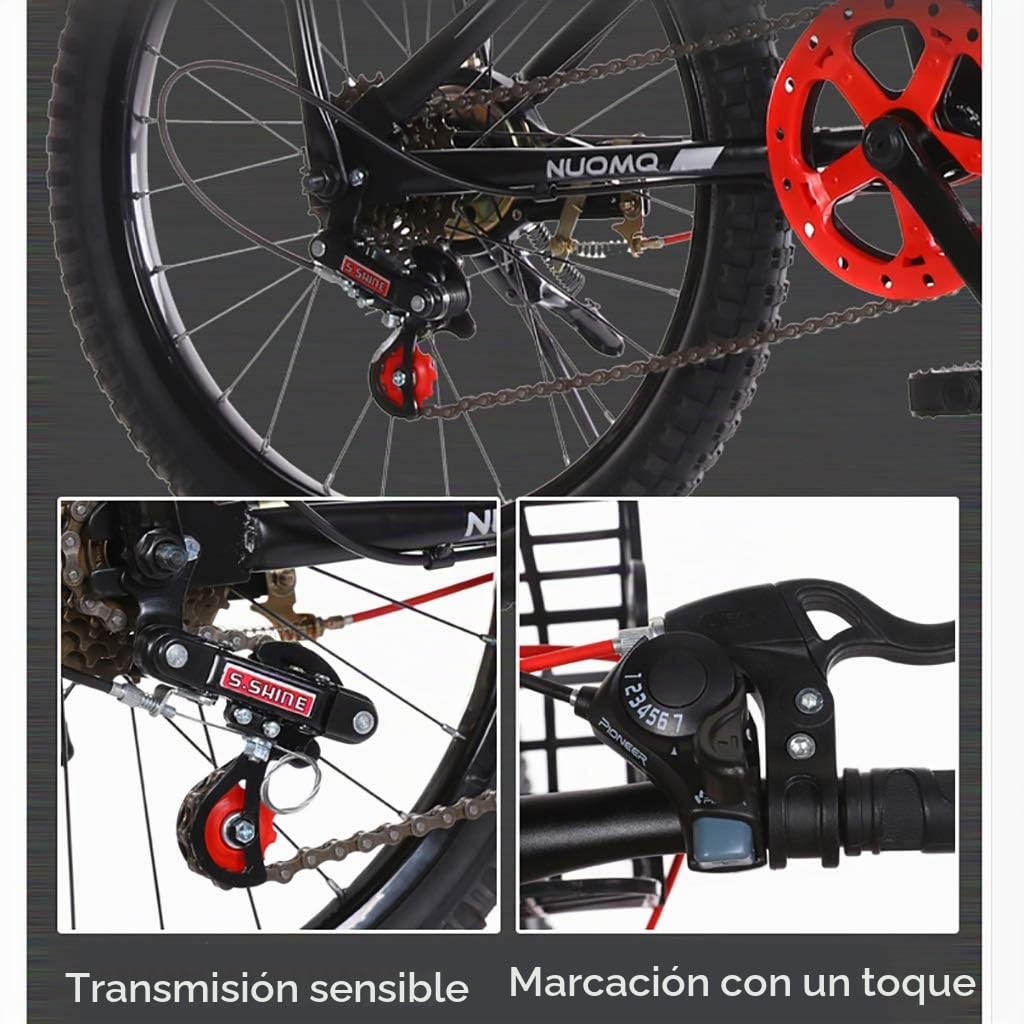 ZSH Las Bicicletas Plegables De Montaña, 18/20/22/24 Pulgadas Niños Niñas Carril Bici, 8 Velocidades, Doble Freno De Disco, Marco De Acero De Alto Carbono, Antideslizante, Azul