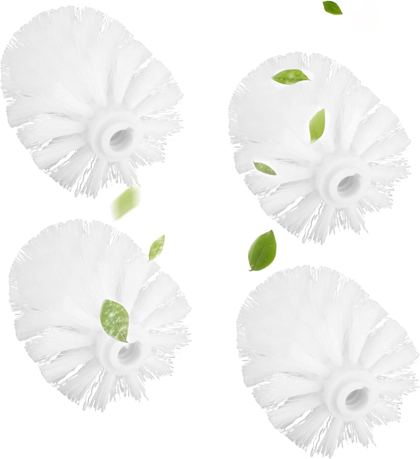 4 Pack Toilet Brush Replacement Heads White Screw On 12mm Thread Port, Antibacterial Stiff Bristles, Universal Fit for Most Toilet Brush Handles, Durable & Easy to Install for Bathroom Cleaning