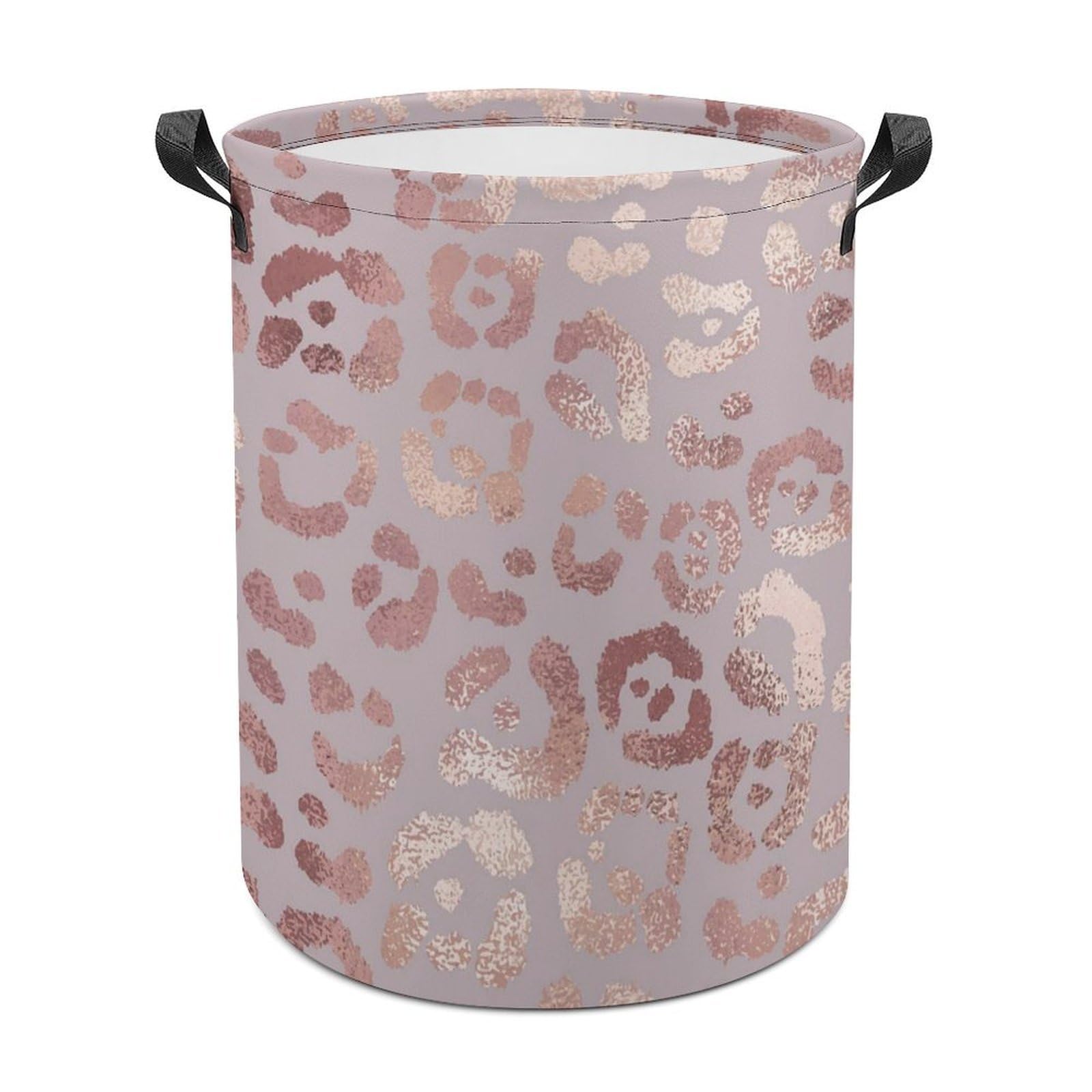 MHYRAC Laundry Hamper, Leopard Skin Rose Gold Laundry Basket, Washing Basket with Handle