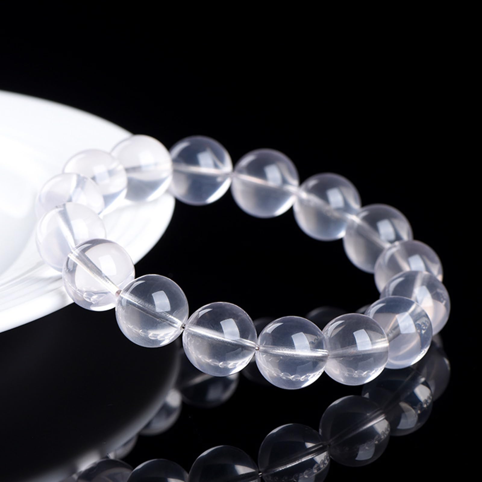 Natürliches Sternquarz-Perlenarmband für Damen, milchig-weißes Kristall-Edelstein-Perlenarmband, Heilstein-Yoga-Energieschmuck,11~11.8mm