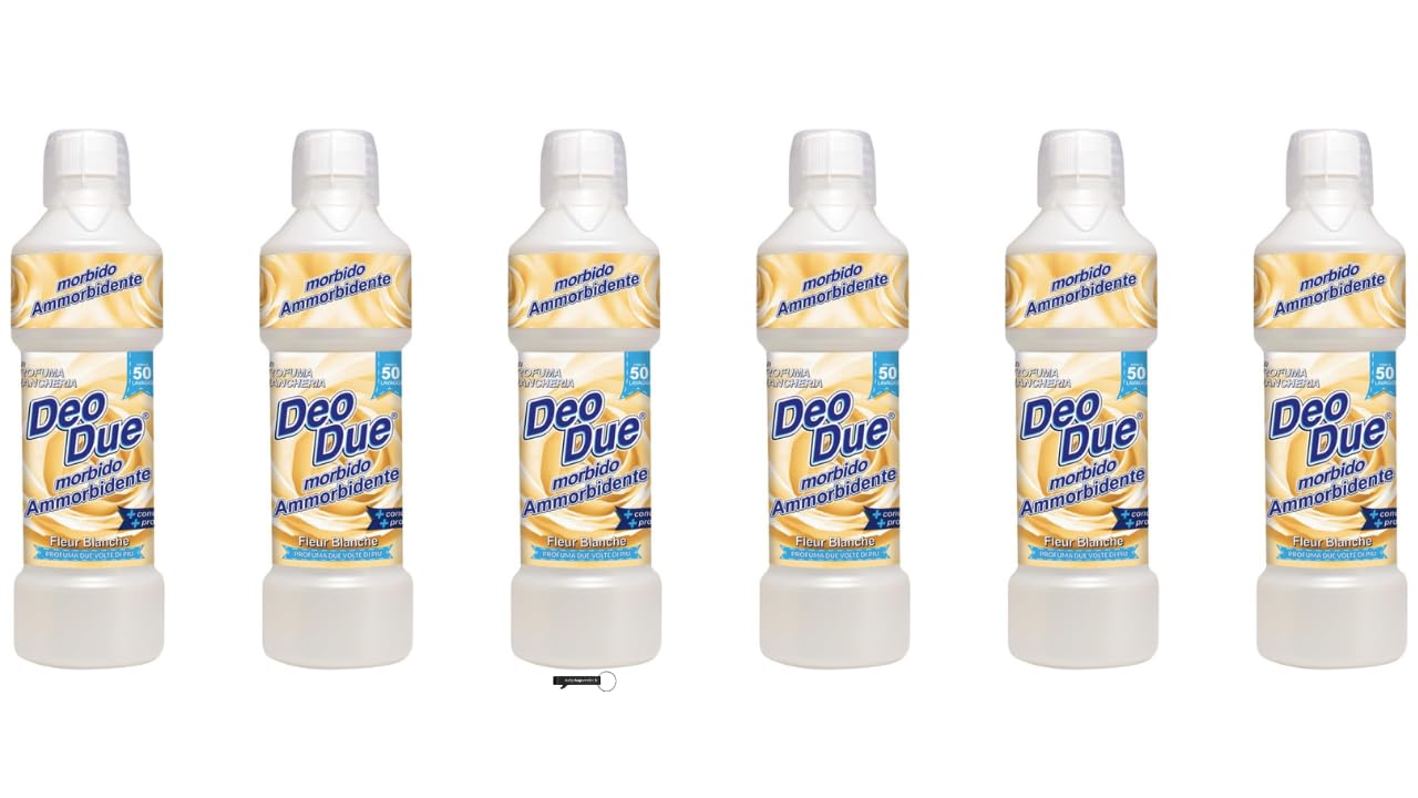 6 x DEO DUE Ammorbidente Concentrato Fleur Blanche, 1 litro, 50 lavaggi, per tutti i capi + portachiavi Italy Shop Service gratuito