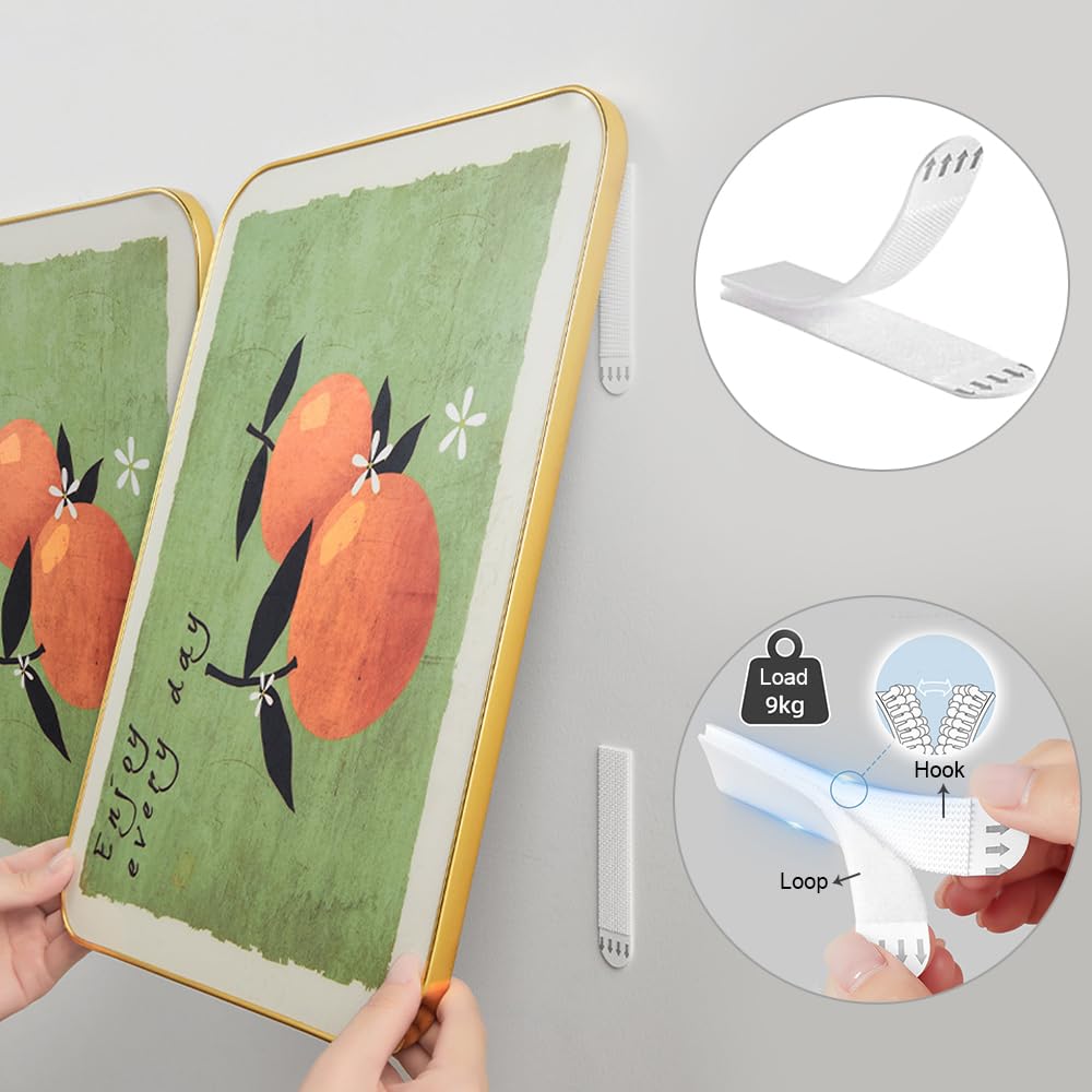 48 Paia Appendi Quadri Senza Chiodi, Strisce Appendi Quadri AdesivI, Attacca Quadri Muro Senza Chiodi, Strisce Adesive per Quadri, Cornici, Poster, Decorazioni Natalizie-92x19 mm