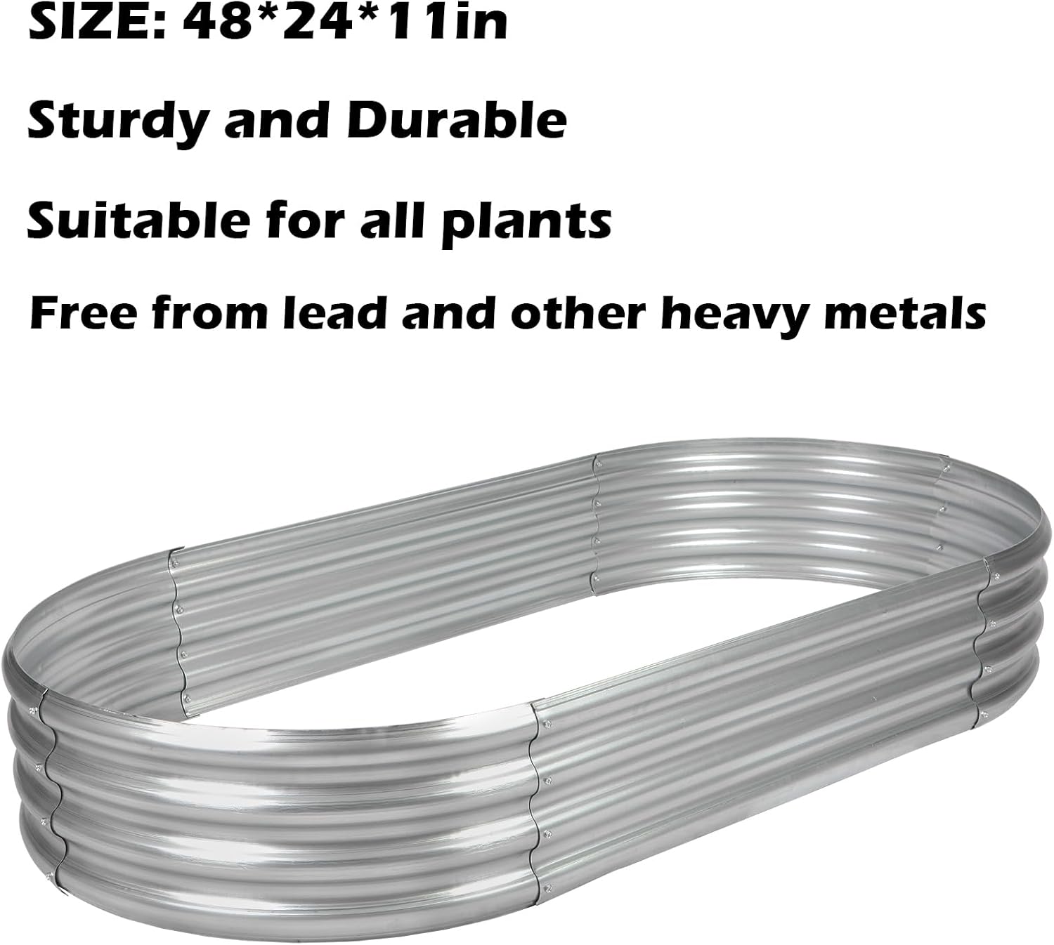 Galvanized Raised Garden Bed Kit, 3Pack Galvanized Planter Raised Garden Boxes Outdoor, Oval Metal Raised Garden Beds for Vegetables (4FT)