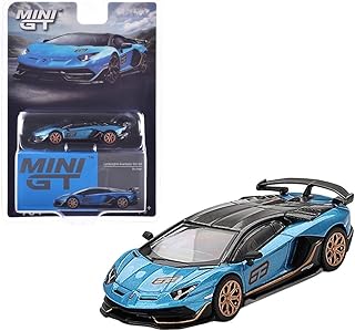 Diecast Collectibles Model Car Compatible with Mini GT 1:64 Lamborghini Aventador SVJ 63 Blu Aegir Limited Edition MGT00784