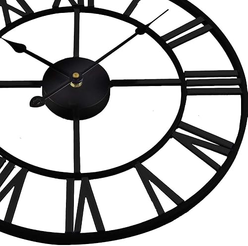 Miniatura 4 de Timelike Reloj de pared decorativo grande, reloj de pared de metal industrial europeo con número romano, decoración del hogar, ideal para sala de
