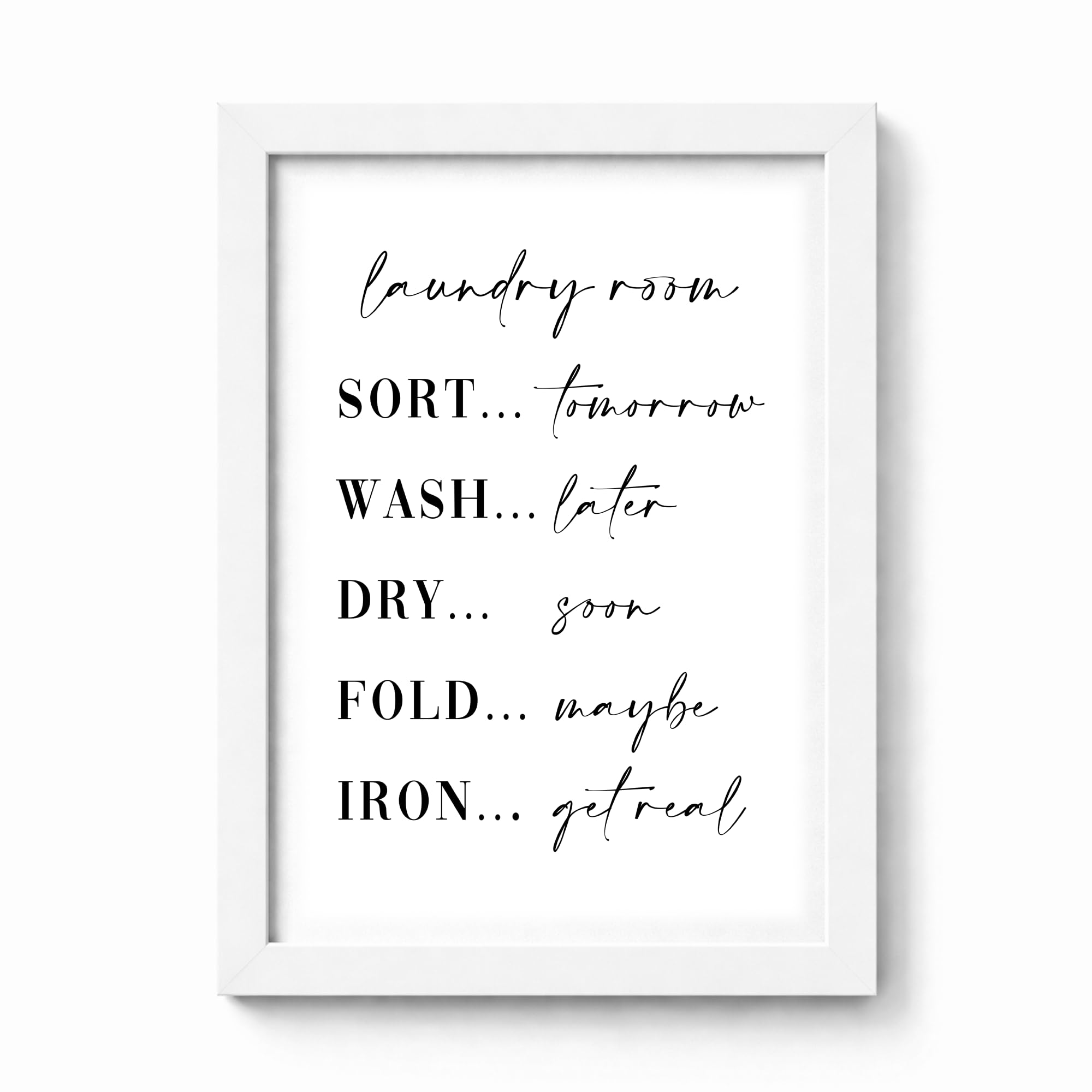 Laundry Room Rules Print - Laundry, Utility Room Wall Art - Quote A5 A4 A3 Unframed Black And White Typography Print Picture Poster Home Décor