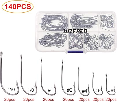 Wifreo 140pcs Set Stainless Steel Fishing Hook O'SHAUGHNESSY Long Shank Saltwater Fish Hook Small Clouser Minnow Sculpin Fly Tying Hooks