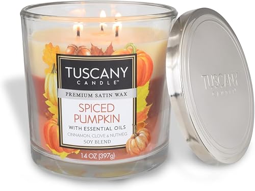 Vista 2 de Tuscany Candle Spiced Pumpkin: Cinnamon, Clove & Nutmeg Scented Candle, 14 oz