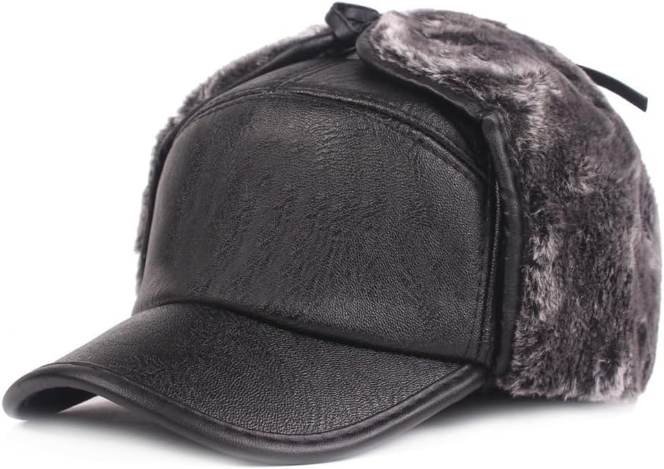 VIDI Leather Hat Men's Ear Protection Autumn and Winter Old Man Lei Feng