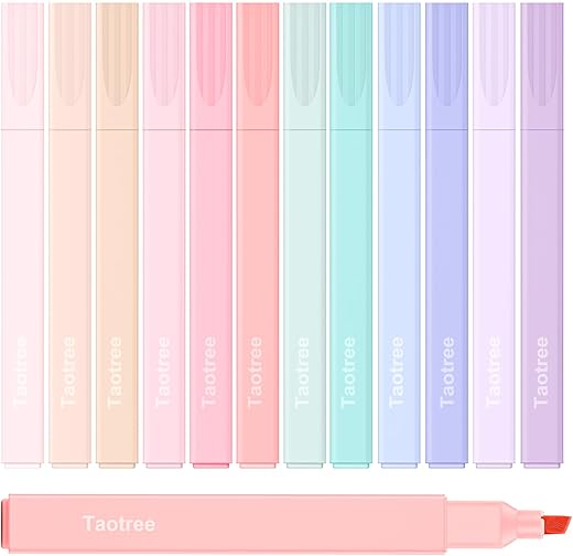 Aesthetic Cute Highlighters Assorted Colors, Bible Highlighters and Pens No Bleed, Mild Soft Chisel Tip Pastel Marker Pens for Journaling Note Taking School Stationary Supplies (Sunny)