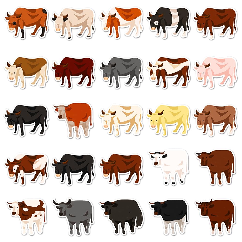 Funny Cattle Vinyl Stickers, 50 PCS Waterproof Flat Animal Decals for Laptops Scrapbooking, Journals, Notebooks - Image 2